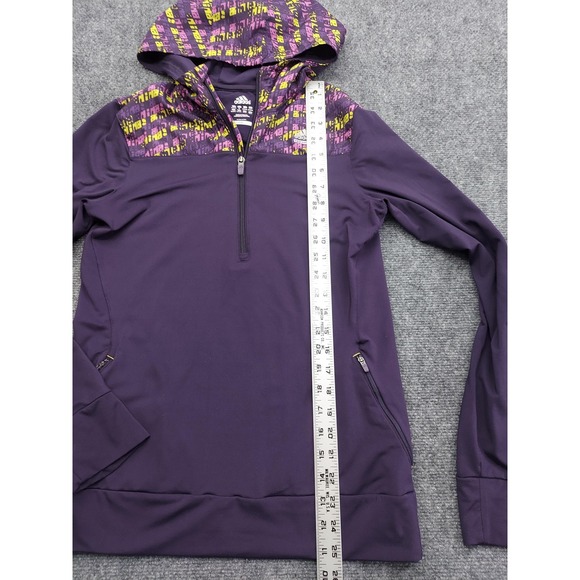 Adidas Hoodie Womens Medium Purple Techfit Climalite Half Zip Thumbholes Running - Picture 7 of 13